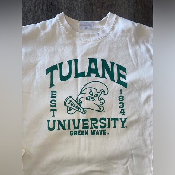 Tulane Green Wave Uscape Apparel Standard Sweatshirt - Cream NWOT (w/flaw) - Picture 4 of 11